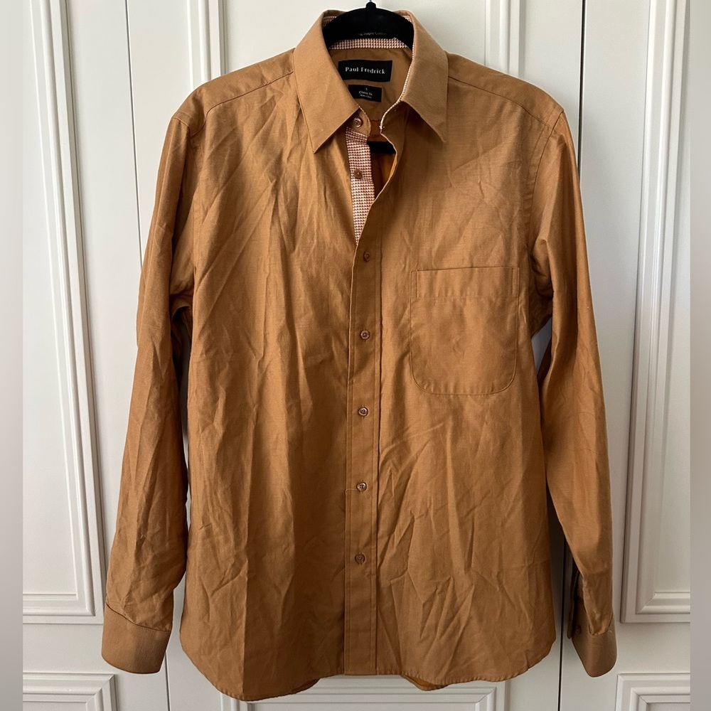 NWT Paul Fredrick Light Rust Cotton Button Down Classic Fit, Size Small - Picture 4 of 13